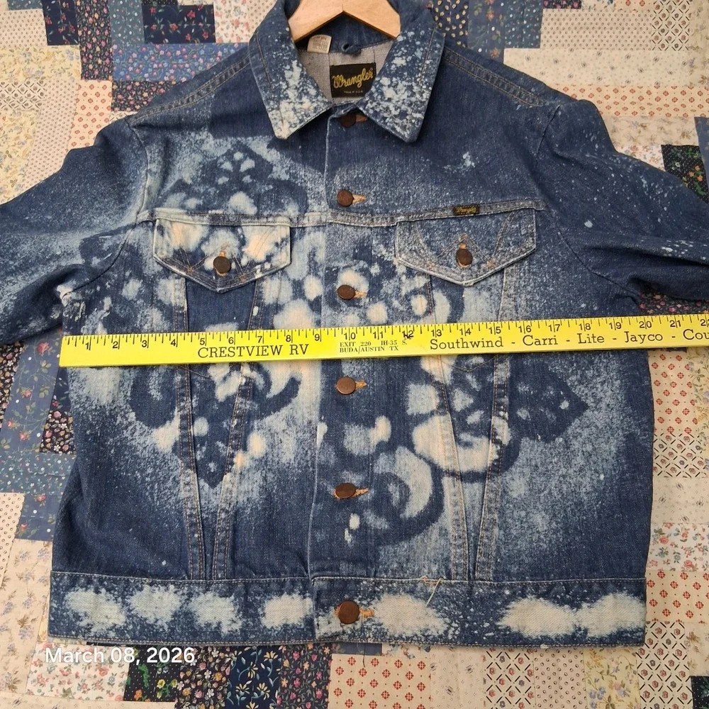 Vintage Wrangler Denim Trucker Jacket Upcycled‎ Reworked Bleached Size 42